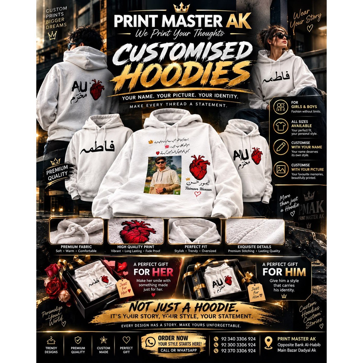 Customized White Hoodie